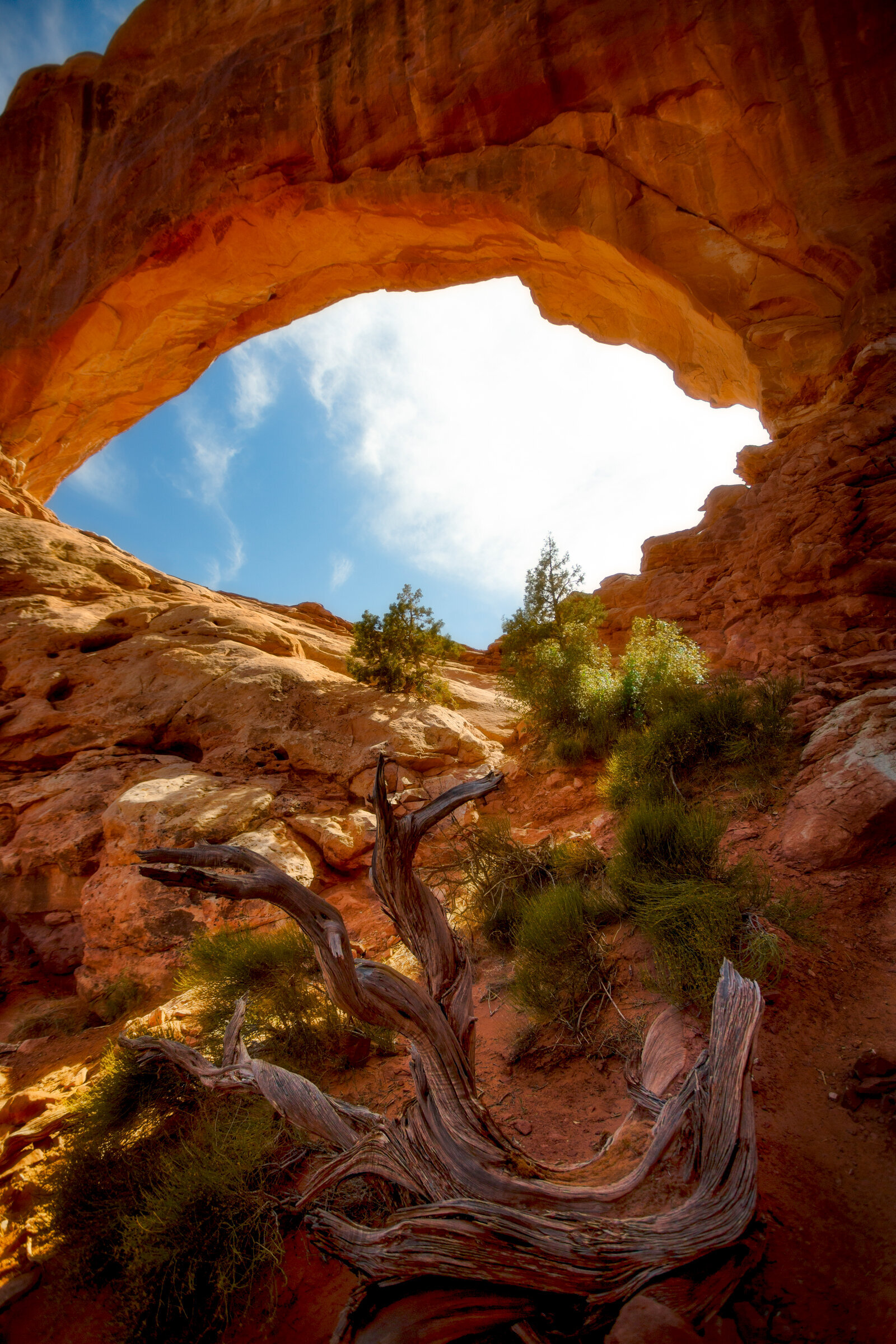 Turret Arch viewed through the Window Arch in Arches National Park